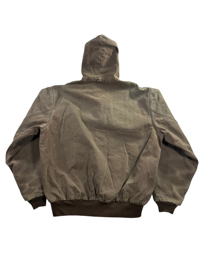 VTG Carhartt JQ382 DKB Active Jacket 2XL Tall Quilted Lined Distressed Faded 90s