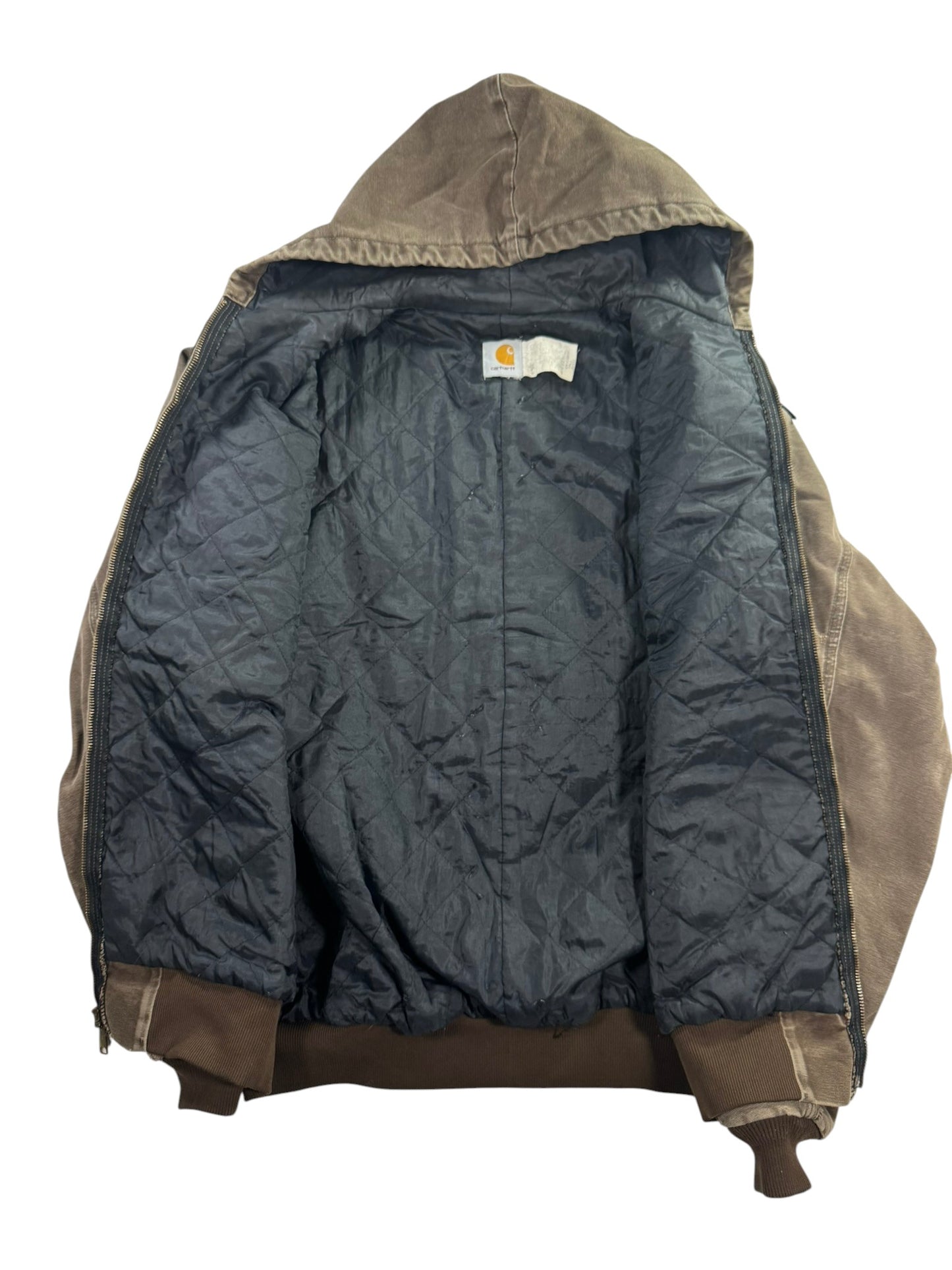 VTG Carhartt JQ382 DKB Active Jacket 2XL Tall Quilted Lined Distressed Faded 90s