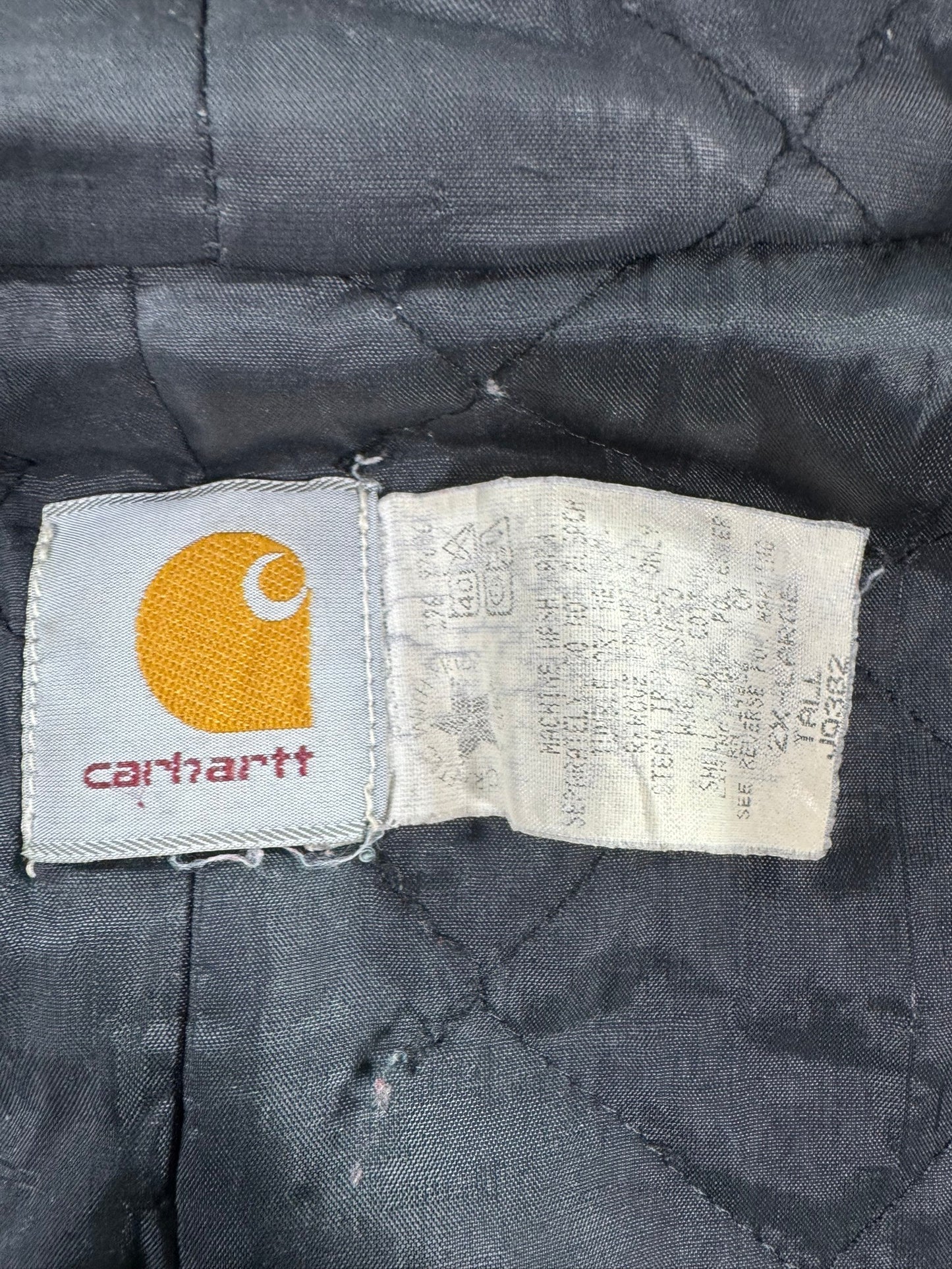 VTG Carhartt JQ382 DKB Active Jacket 2XL Tall Quilted Lined Distressed Faded 90s
