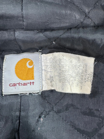 VTG Carhartt JQ382 DKB Active Jacket 2XL Tall Quilted Lined Distressed Faded 90s