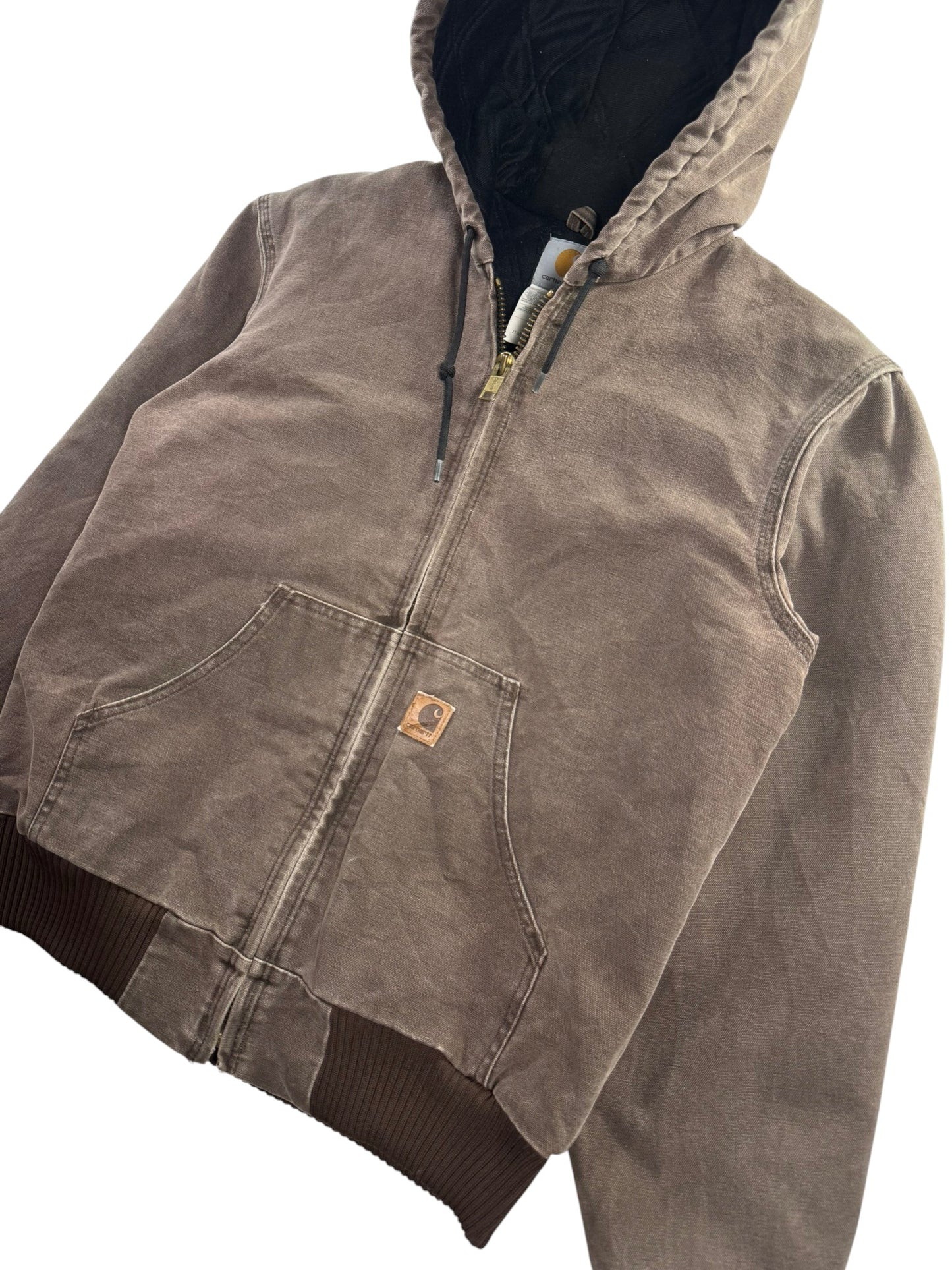 Vintage Carhartt J130 CHT Faded Brown Active Jacket Duck Canvas Quilted Men's S - RARE