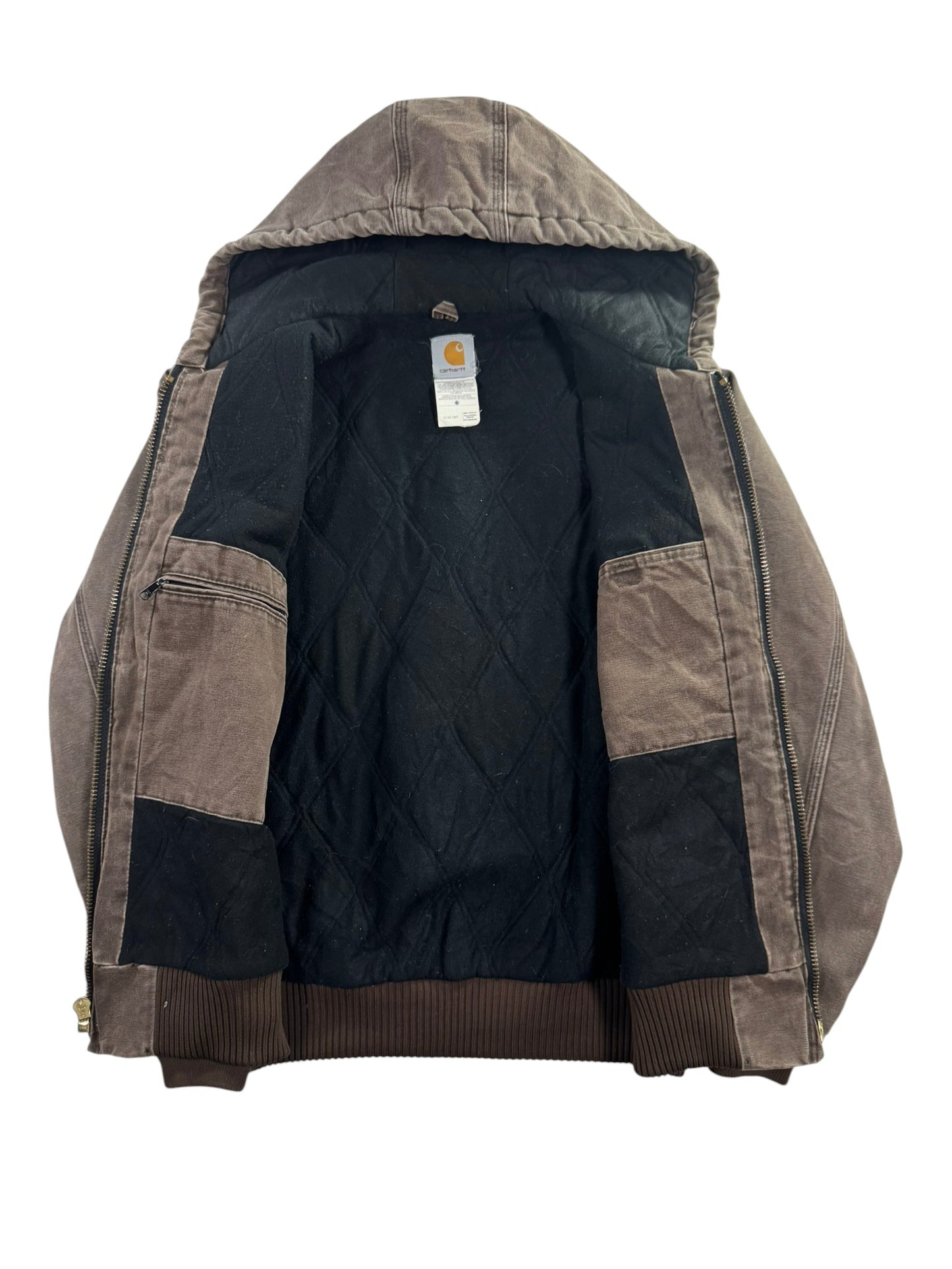 Vintage Carhartt J130 CHT Faded Brown Active Jacket Duck Canvas Quilted Men's S - RARE