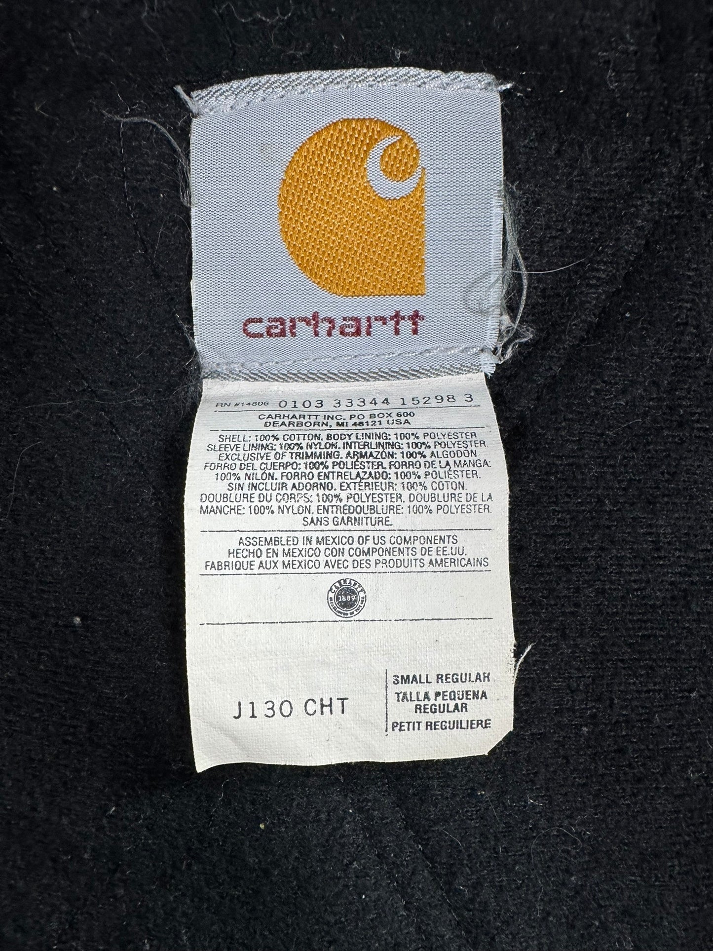Vintage Carhartt J130 CHT Faded Brown Active Jacket Duck Canvas Quilted Men's S - RARE