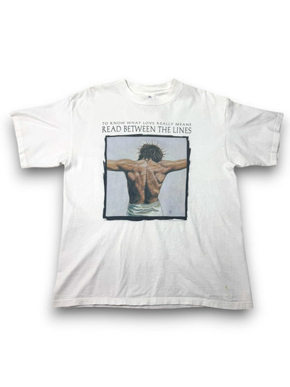 Vintage Crucified Jesus “Read Between the Lines” Jesus Tee (L)