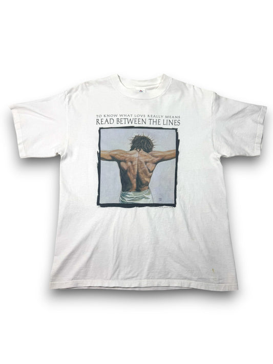 Vintage Crucified Jesus “Read Between the Lines” Jesus Tee (L)