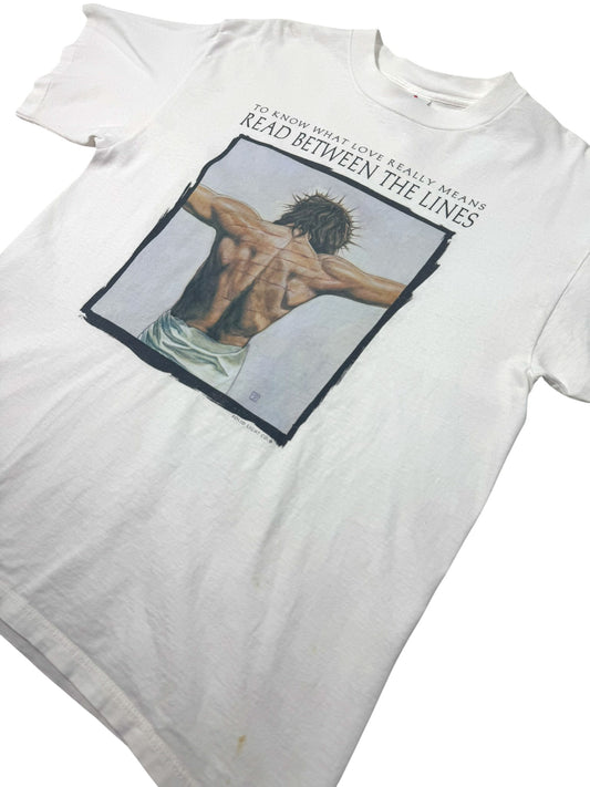 Vintage Crucified Jesus “Read Between the Lines” Jesus Tee (L)