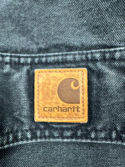 Vintage Carhartt C95-BLK Sherpa Lined Jacket Mens Medium Hooded Chore Coat Faded