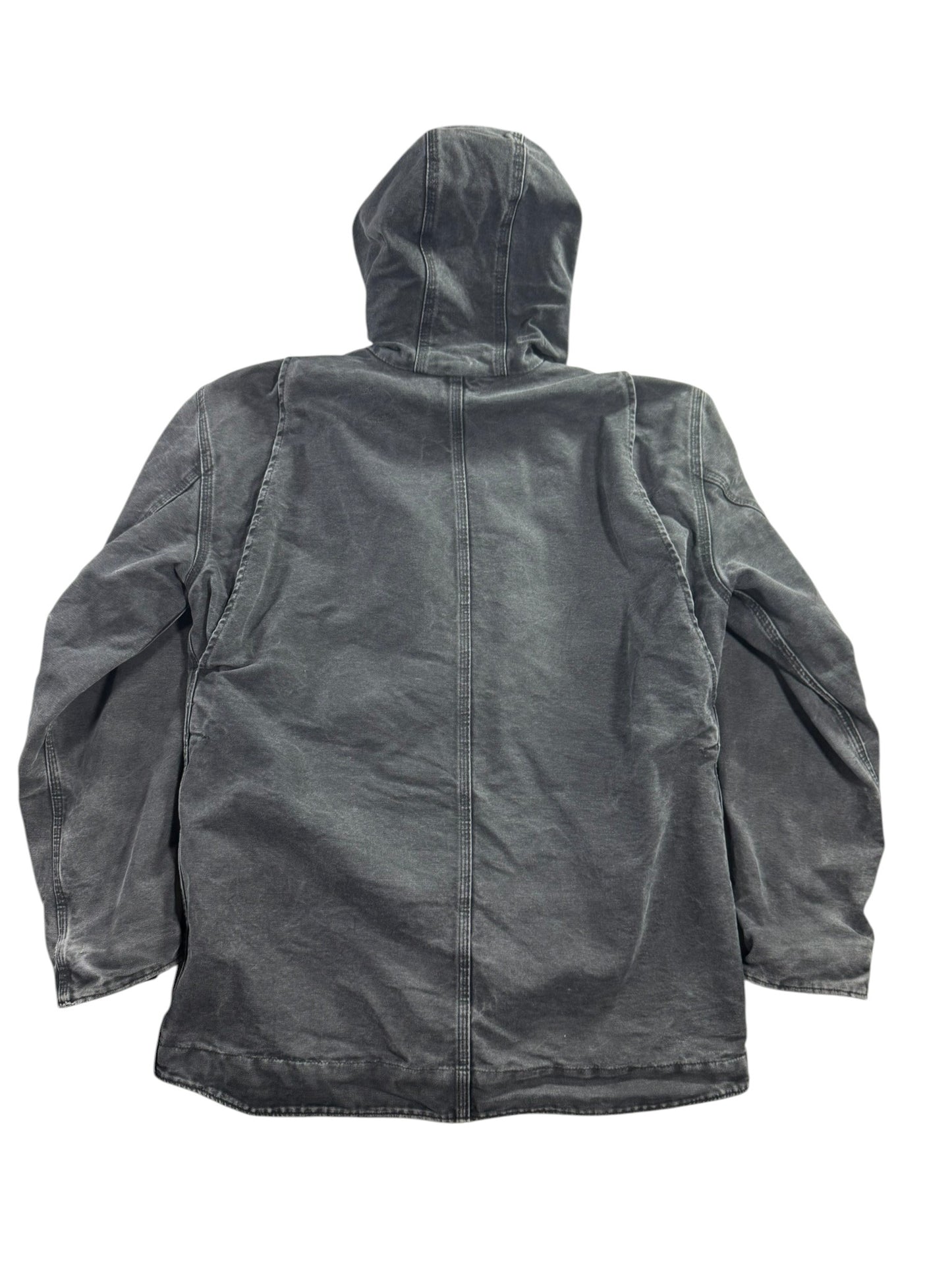 Vintage Carhartt C95-BLK Sherpa Lined Jacket Mens Medium Hooded Chore Coat Faded