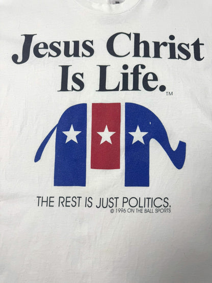 Vintage 1996 Jesus Christ Is Life Political Jesus Tee (XXL)