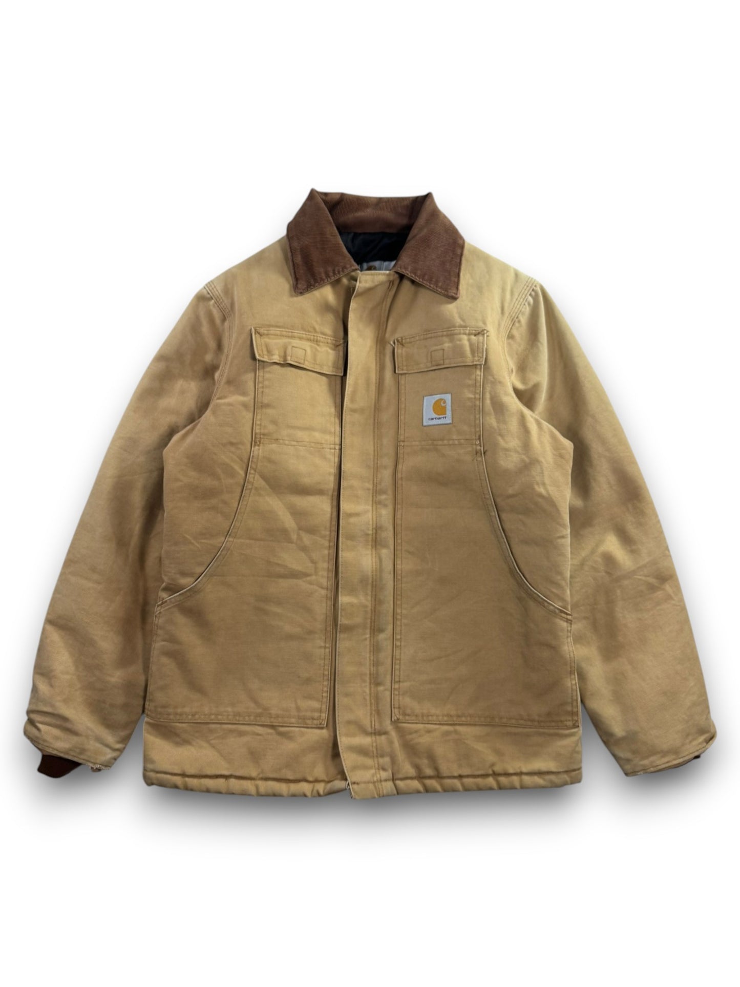 VTG Carhartt CO3 BRN Brown Quilted Lined Chore Coat Mens Sz S/M Regular USA MADE