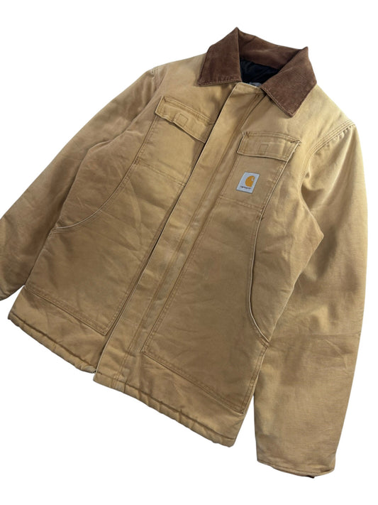 VTG Carhartt CO3 BRN Brown Quilted Lined Chore Coat Mens Sz S/M Regular USA MADE