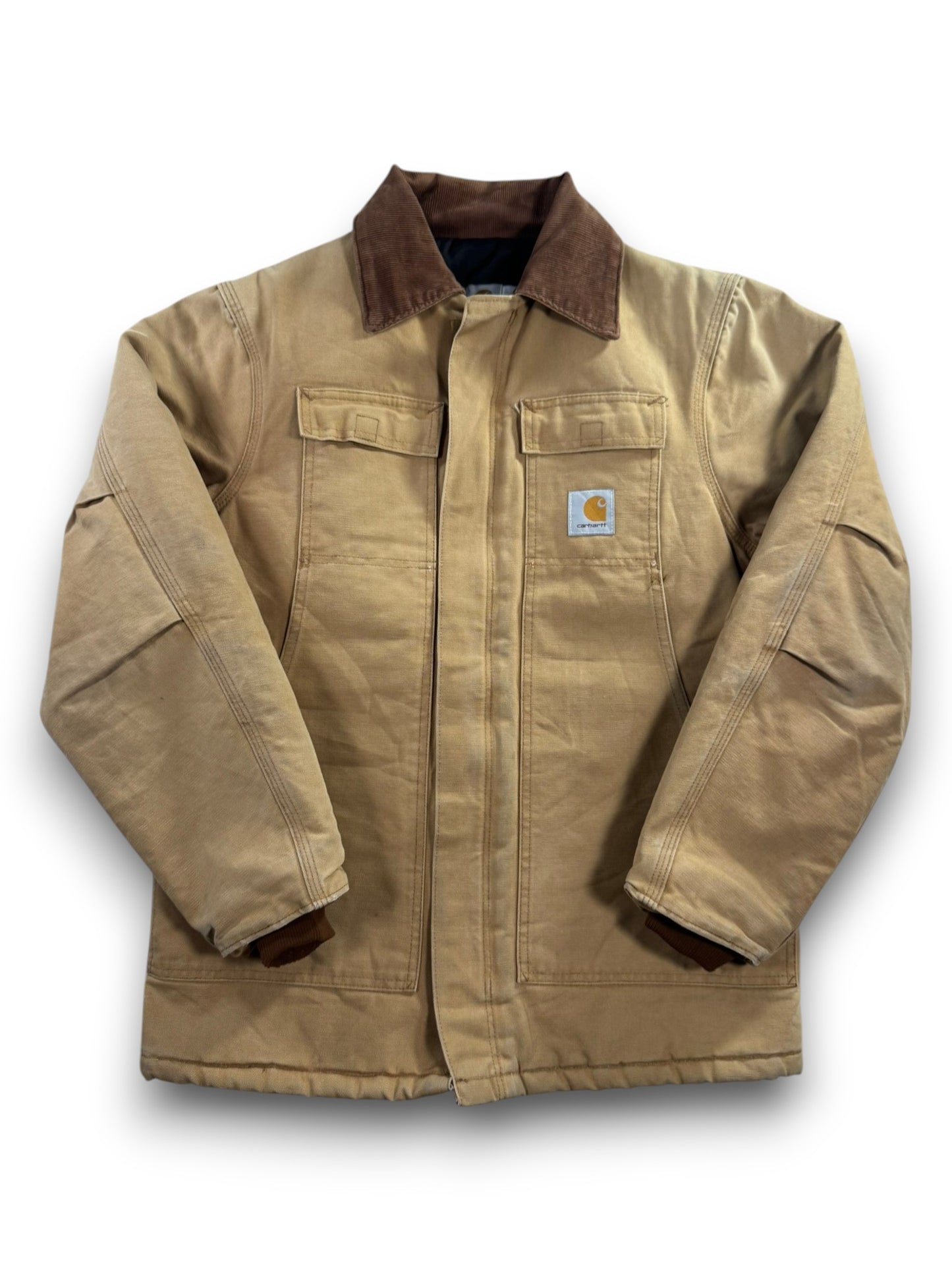 VTG Carhartt CO3 BRN Brown Quilted Lined Chore Coat Mens Sz S/M Regular USA MADE