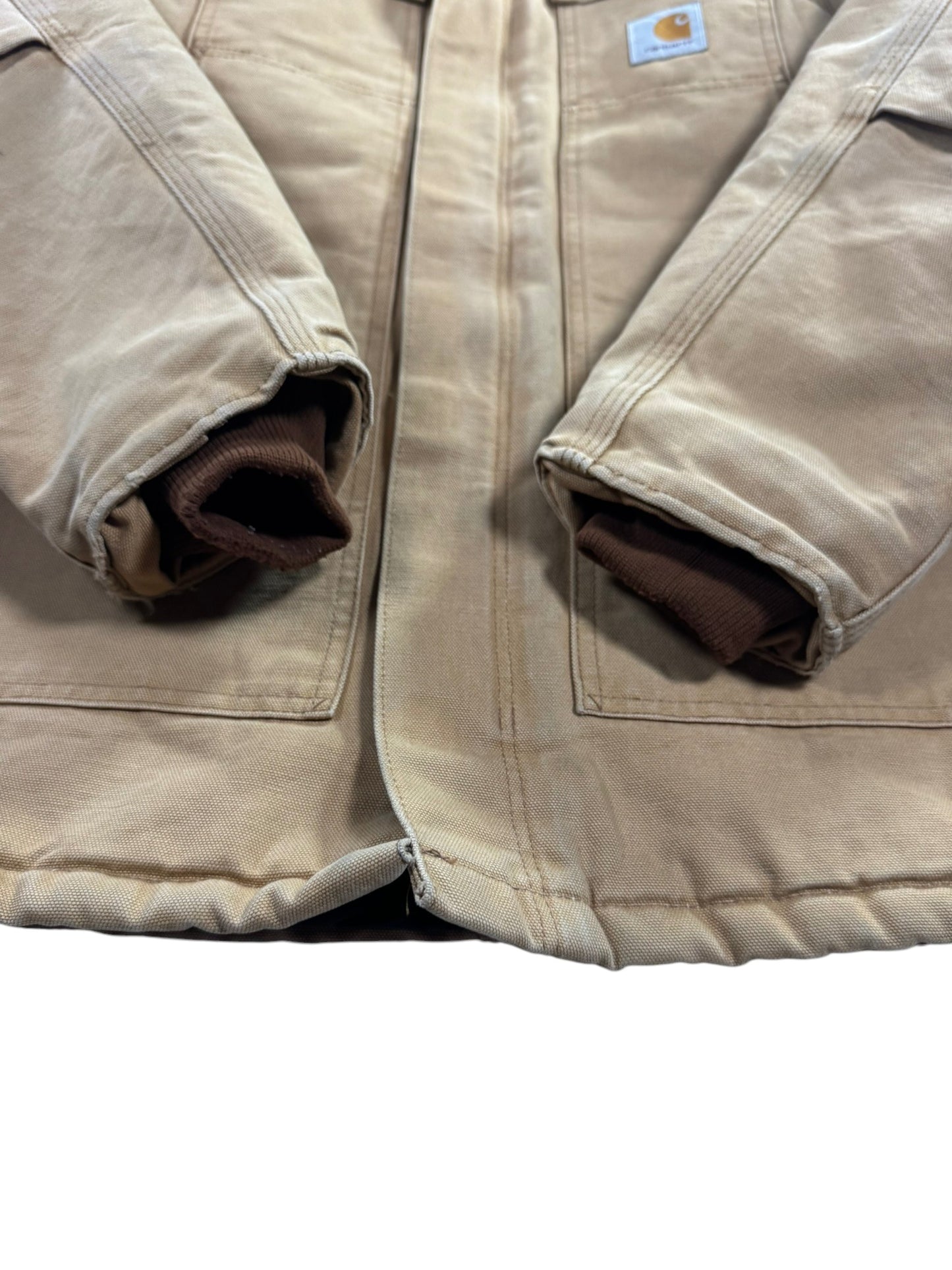 VTG Carhartt CO3 BRN Brown Quilted Lined Chore Coat Mens Sz S/M Regular USA MADE