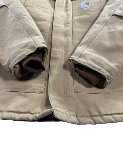 VTG Carhartt CO3 BRN Brown Quilted Lined Chore Coat Mens Sz S/M Regular USA MADE