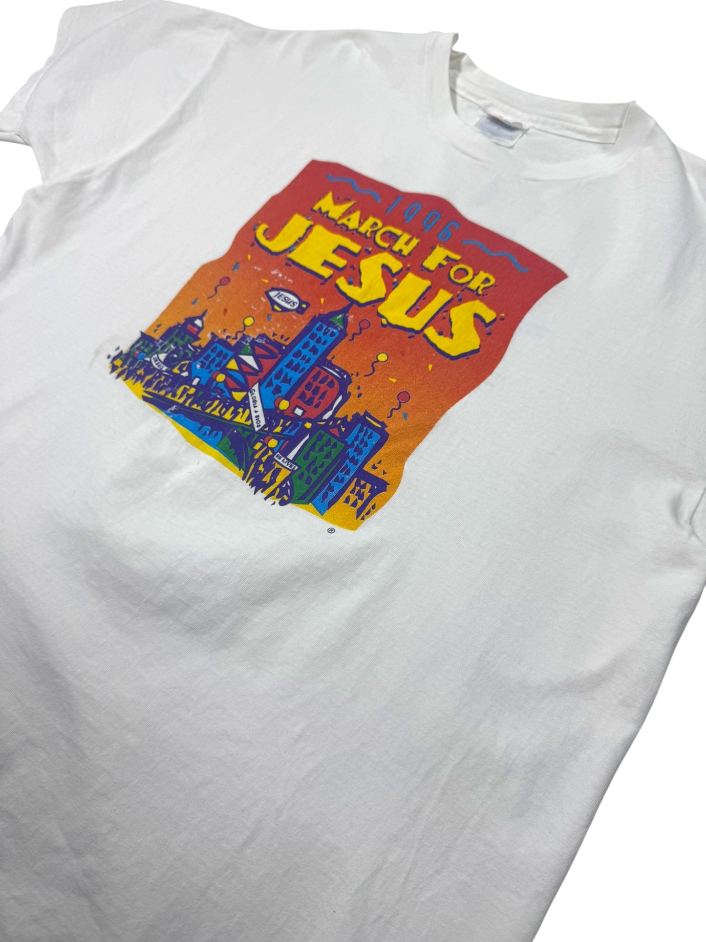 1996 March for Jesus “A World to Win Together” Single Stitch Jesus Tee (XL)