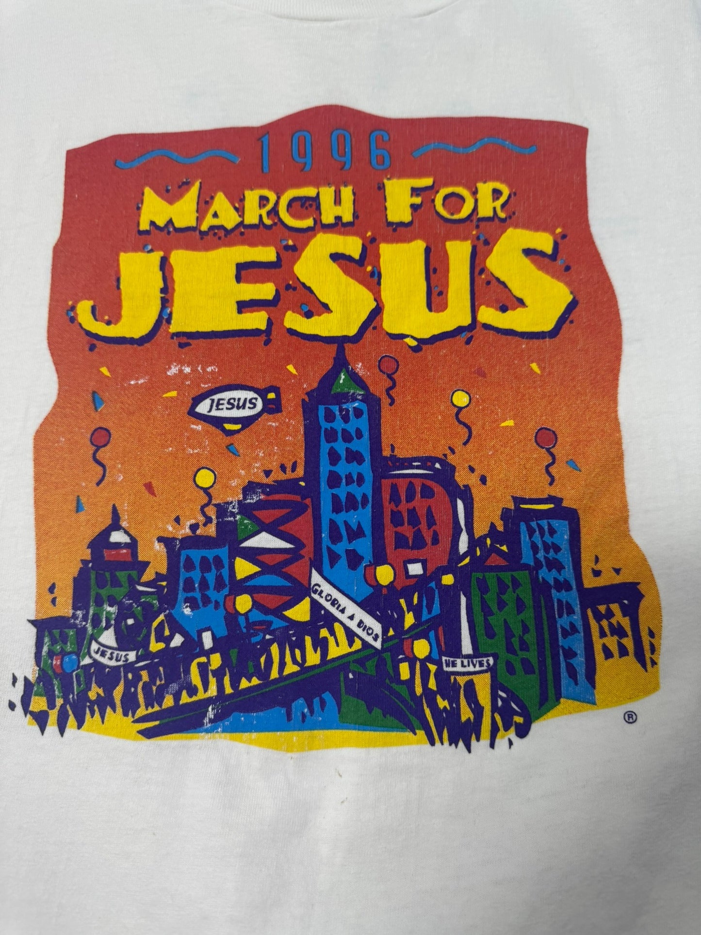 1996 March for Jesus “A World to Win Together” Single Stitch Jesus Tee (XL)