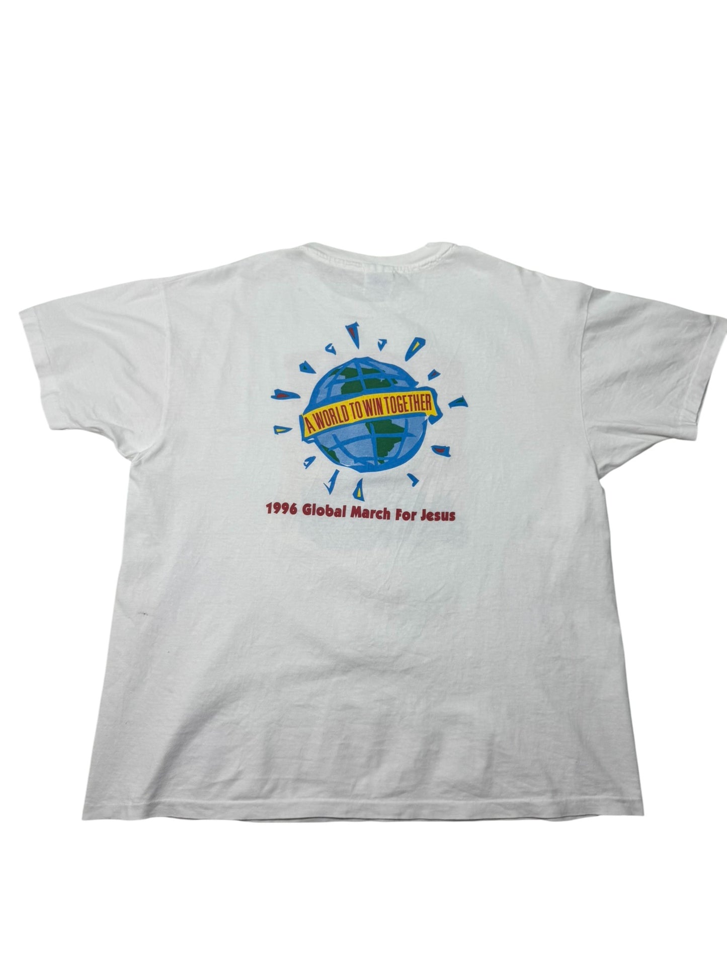 1996 March for Jesus “A World to Win Together” Single Stitch Jesus Tee (XL)
