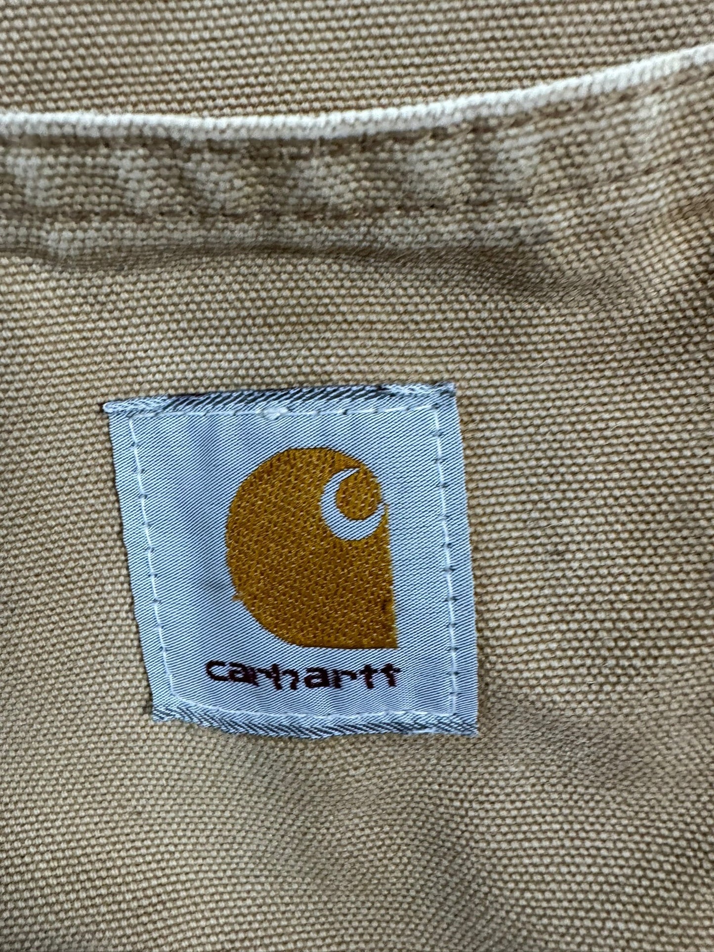 VTG Carhartt Blanket Lined Barn Jacket Chore Union Made Tan Sz 50 XXL Distressed
