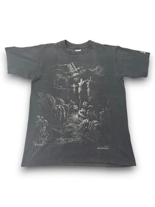 Fader Vintage 1990s Gustave Dore Jesus Crucifixion Isaiah 53:5 Scripture Jesus Tee (L)