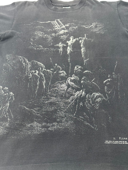 Fader Vintage 1990s Gustave Dore Jesus Crucifixion Isaiah 53:5 Scripture Jesus Tee (L)