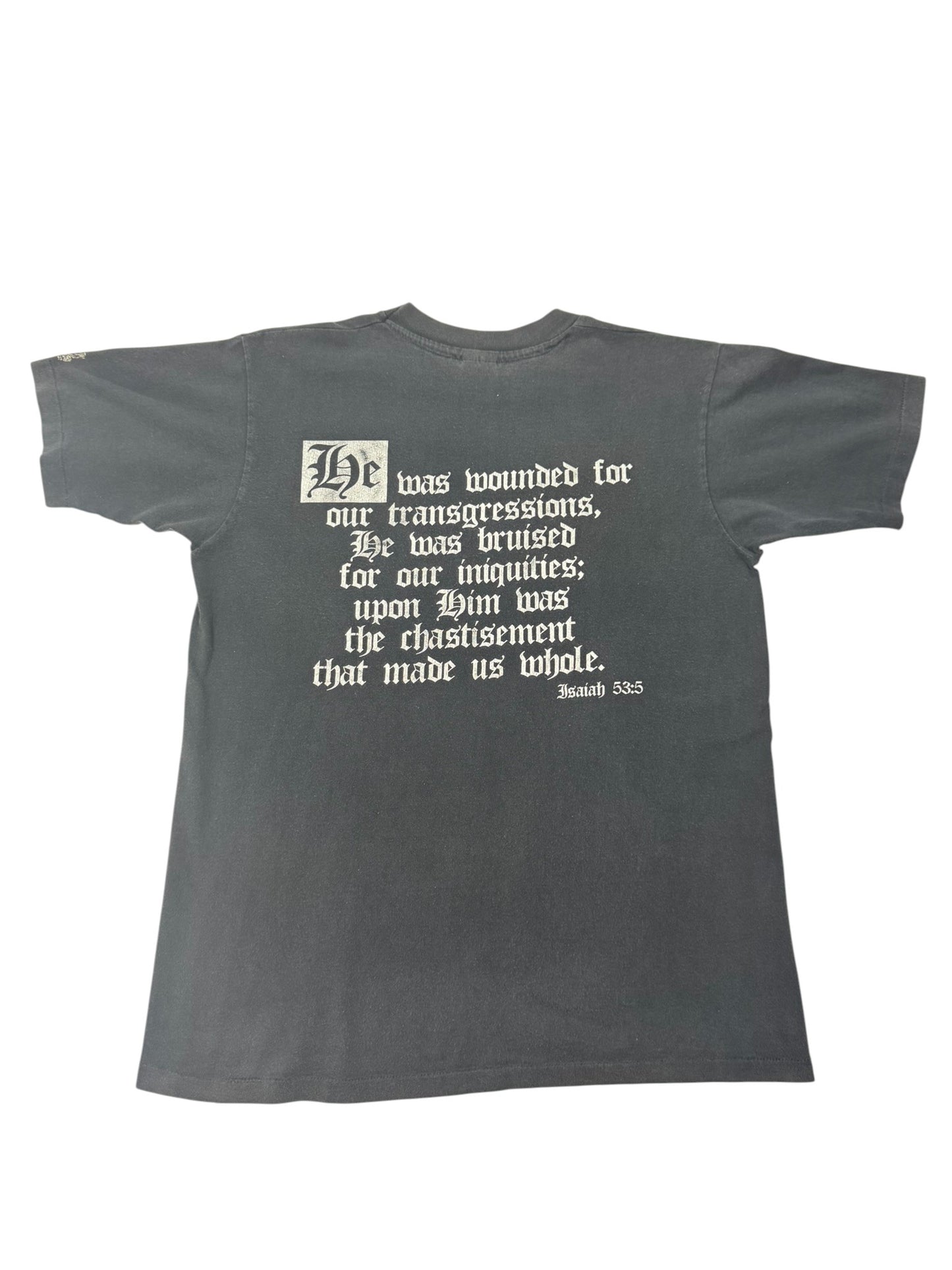 Fader Vintage 1990s Gustave Dore Jesus Crucifixion Isaiah 53:5 Scripture Jesus Tee (L)