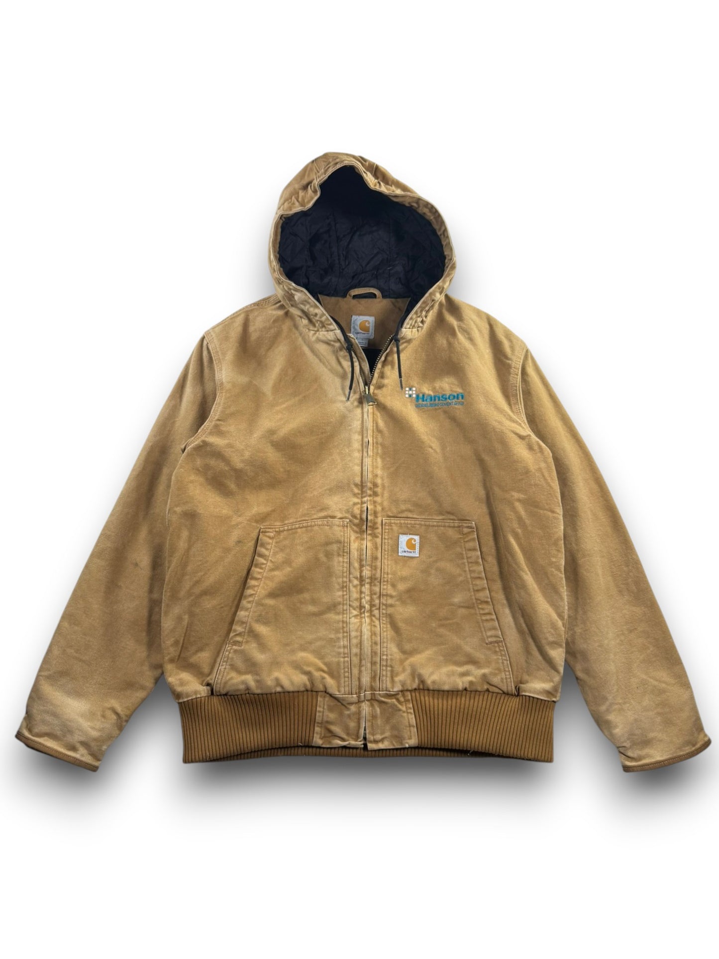 Carhartt Active Jacket Men's Size L Washed Duck Quilt Lined Insulated 104050 BRN