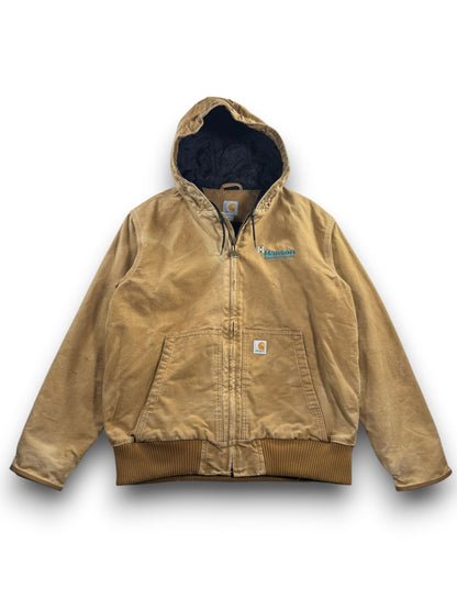 Carhartt Active Jacket Men's Size L Washed Duck Quilt Lined Insulated 104050 BRN