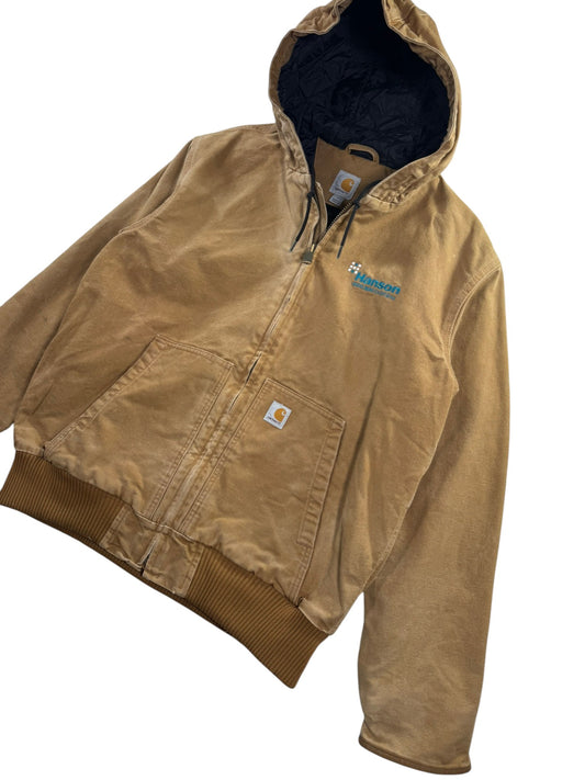 Carhartt Active Jacket Men's Size L Washed Duck Quilt Lined Insulated 104050 BRN