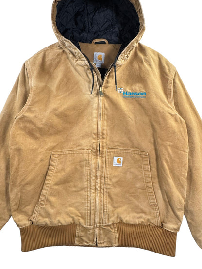 Carhartt Active Jacket Men's Size L Washed Duck Quilt Lined Insulated 104050 BRN