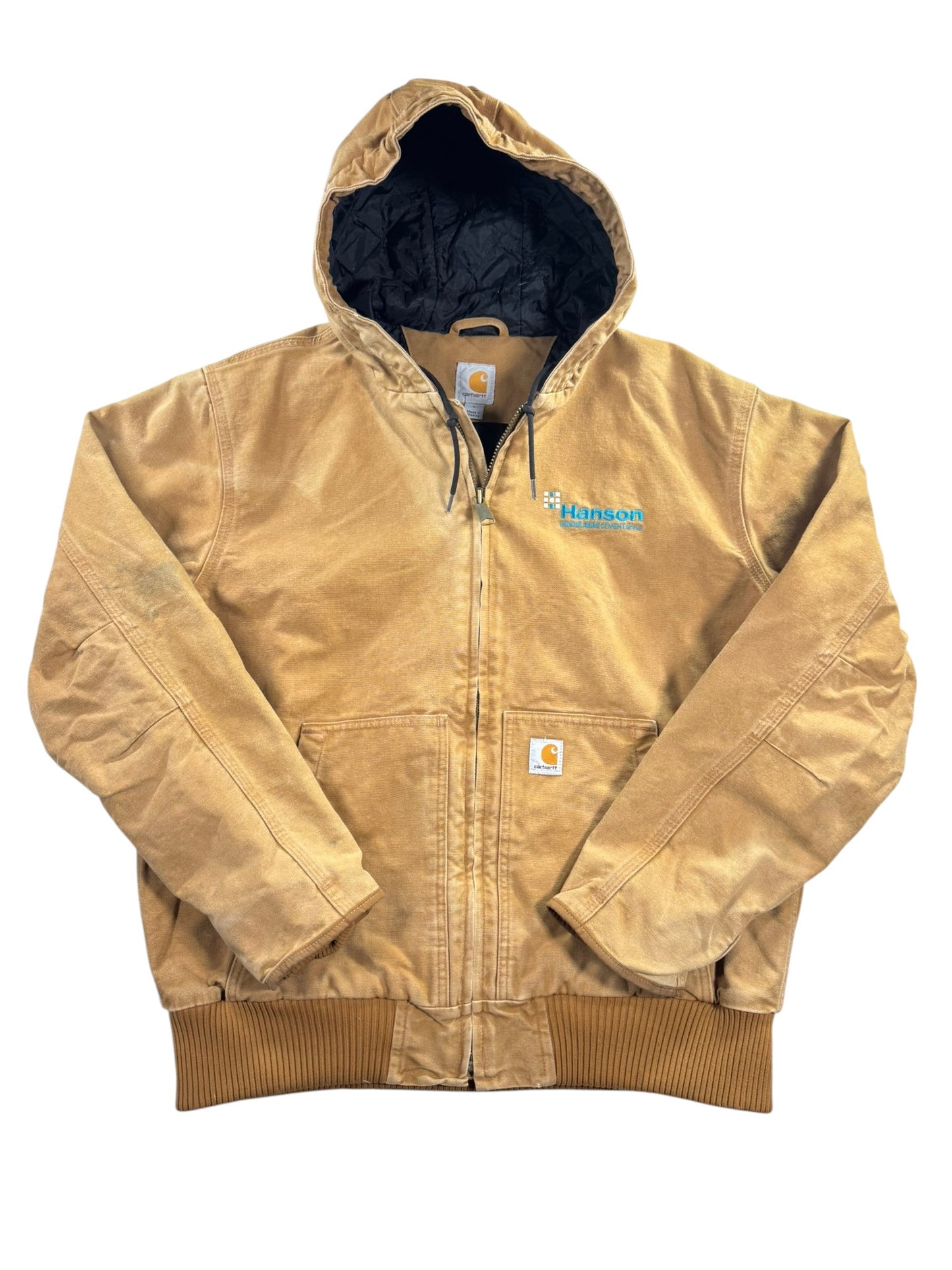 Carhartt Active Jacket Men's Size L Washed Duck Quilt Lined Insulated 104050 BRN
