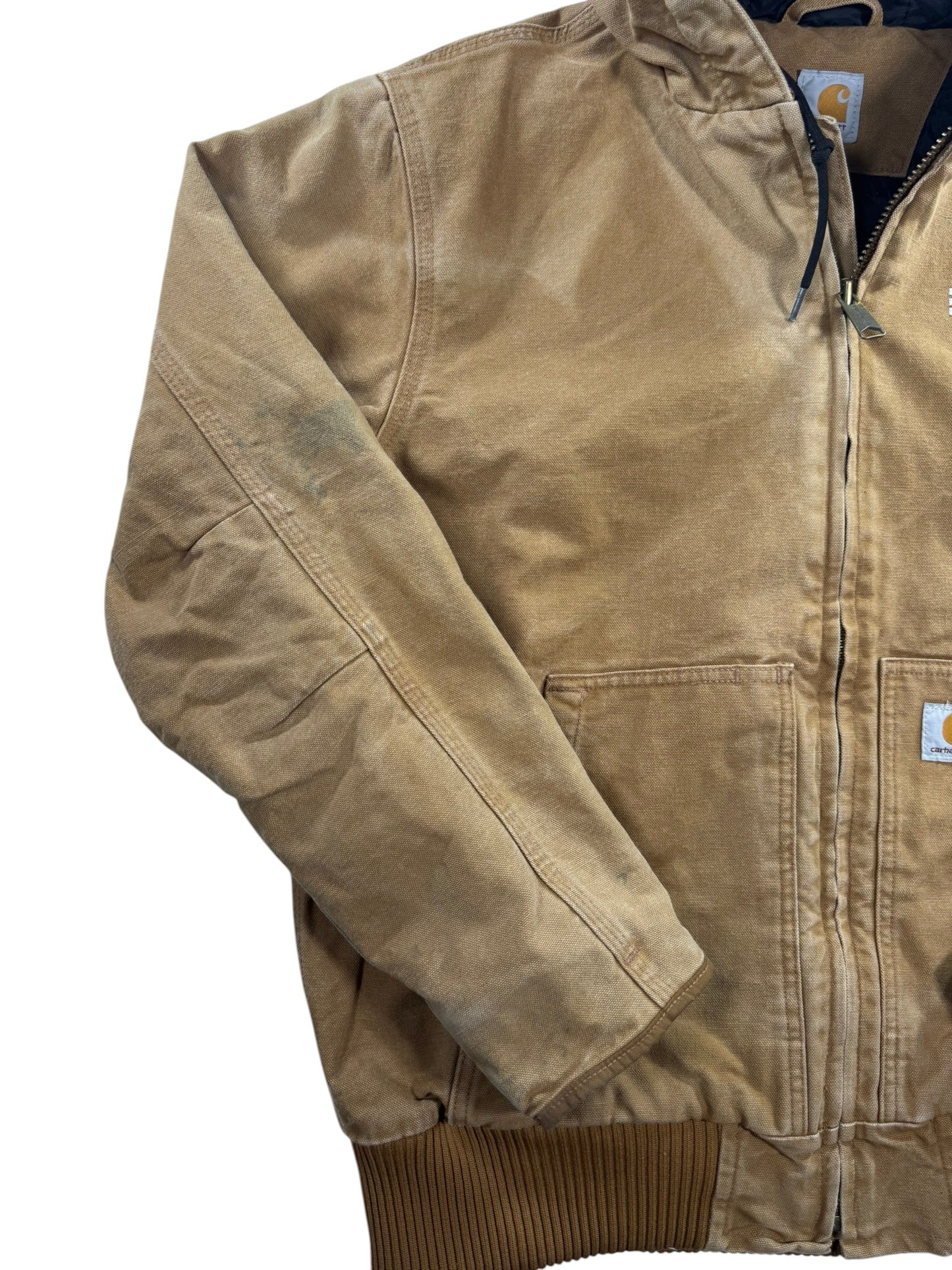Carhartt Active Jacket Men's Size L Washed Duck Quilt Lined Insulated 104050 BRN