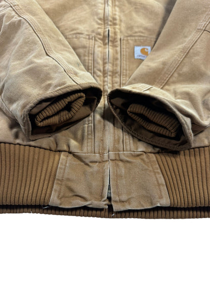 Carhartt Active Jacket Men's Size L Washed Duck Quilt Lined Insulated 104050 BRN