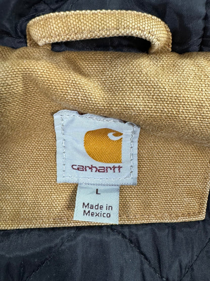 Carhartt Active Jacket Men's Size L Washed Duck Quilt Lined Insulated 104050 BRN