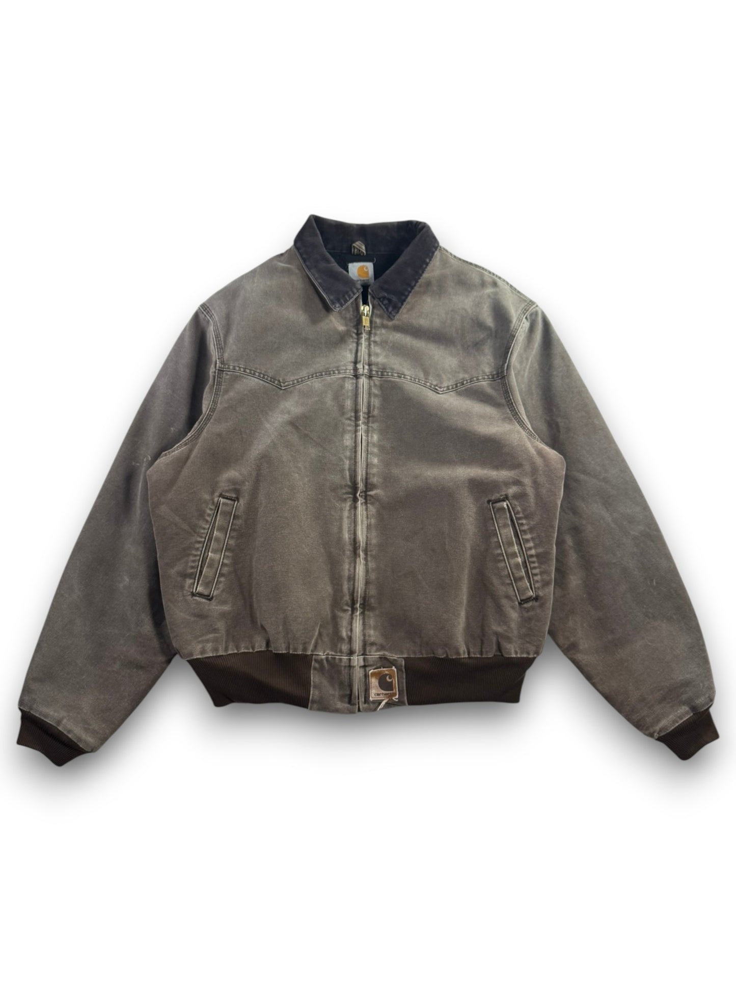Vintage Carhartt J14 CHT Santa Fe Jacket Faded Dark Brown Quilt Lined Men's XL