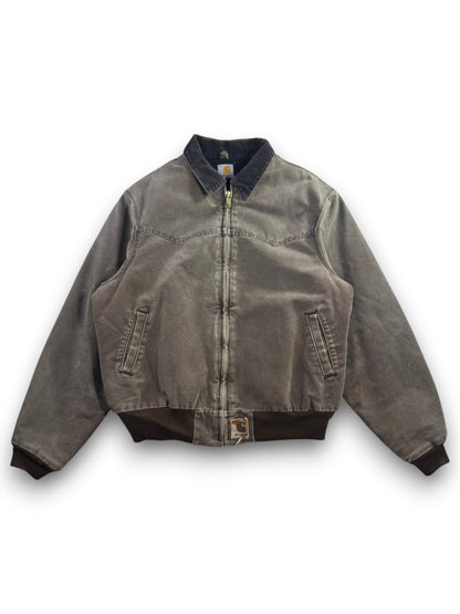 Vintage Carhartt J14 CHT Santa Fe Jacket Faded Dark Brown Quilt Lined Men's XL