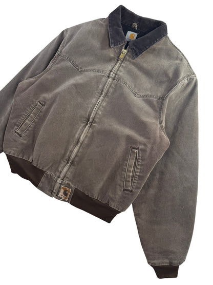 Vintage Carhartt J14 CHT Santa Fe Jacket Faded Dark Brown Quilt Lined Men's XL