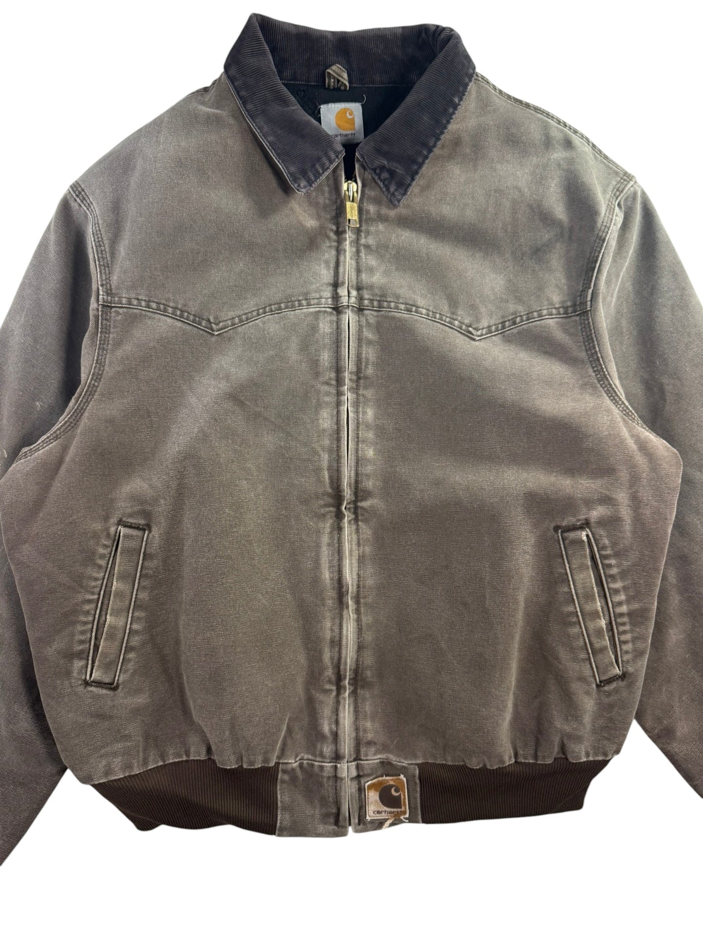 Vintage Carhartt J14 CHT Santa Fe Jacket Faded Dark Brown Quilt Lined Men's XL