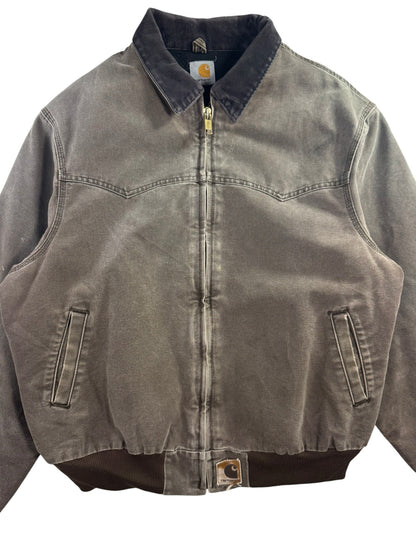 Vintage Carhartt J14 CHT Santa Fe Jacket Faded Dark Brown Quilt Lined Men's XL