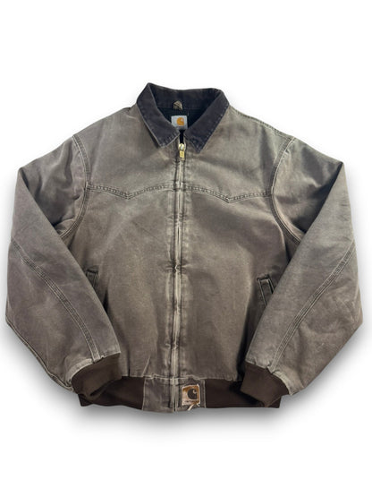 Vintage Carhartt J14 CHT Santa Fe Jacket Faded Dark Brown Quilt Lined Men's XL