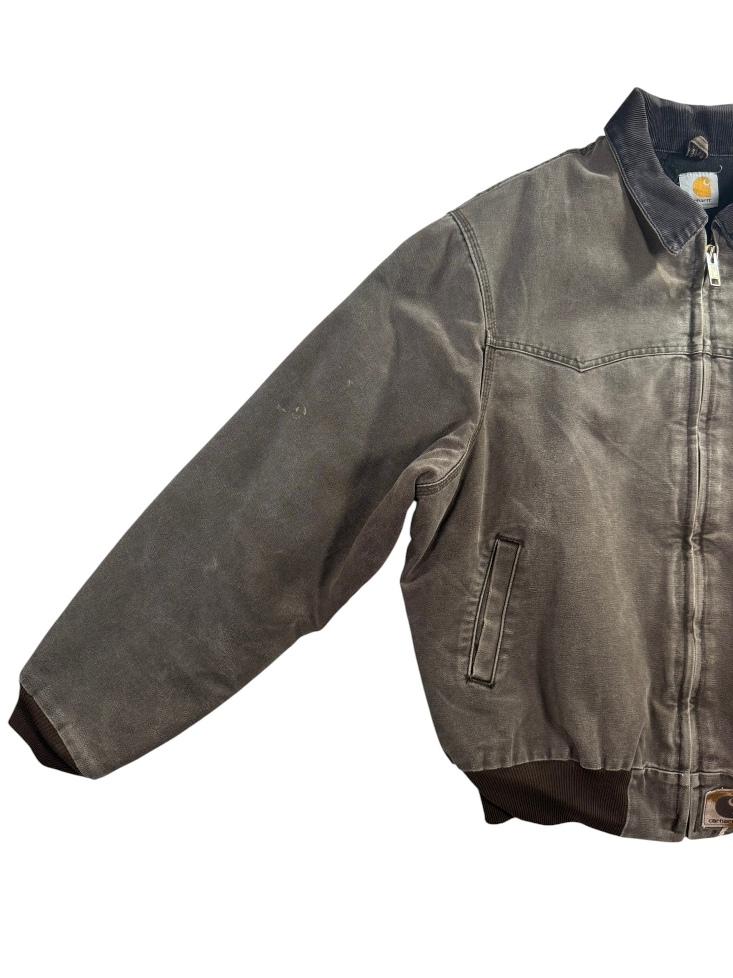 Vintage Carhartt J14 CHT Santa Fe Jacket Faded Dark Brown Quilt Lined Men's XL