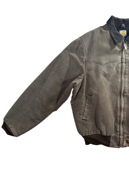 Vintage Carhartt J14 CHT Santa Fe Jacket Faded Dark Brown Quilt Lined Men's XL