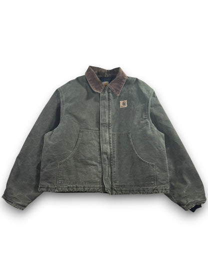 Vintage Carhartt J22 MOS Arctic Detroit Jacket Moss Green Canvas Quilted Mens XL