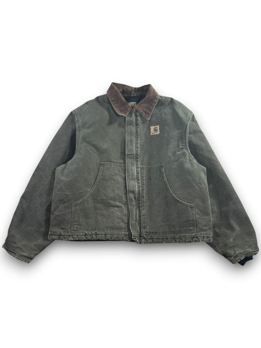 Vintage Carhartt J22 MOS Arctic Detroit Jacket Moss Green Canvas Quilted Mens XL