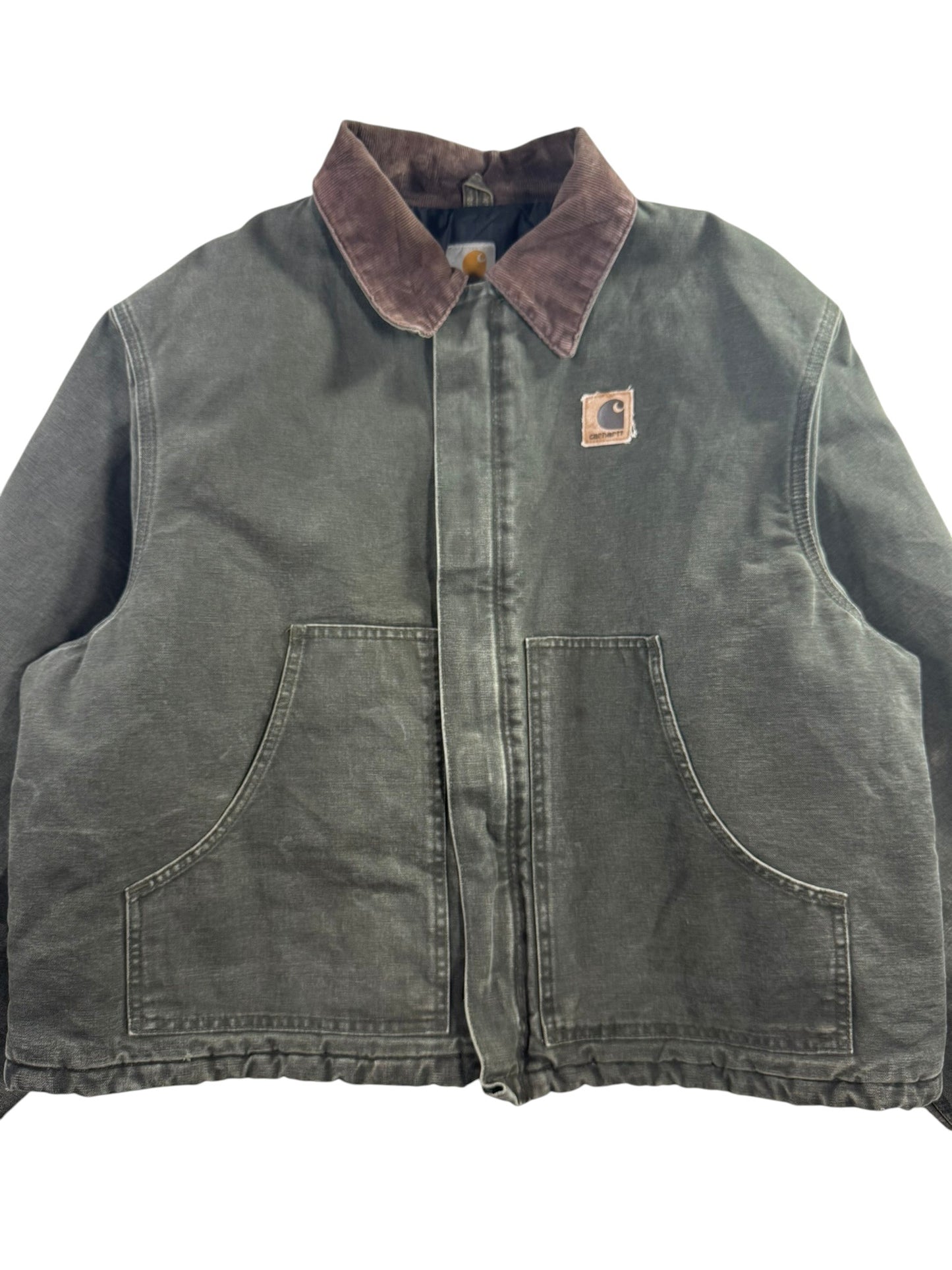 Vintage Carhartt J22 MOS Arctic Detroit Jacket Moss Green Canvas Quilted Mens XL