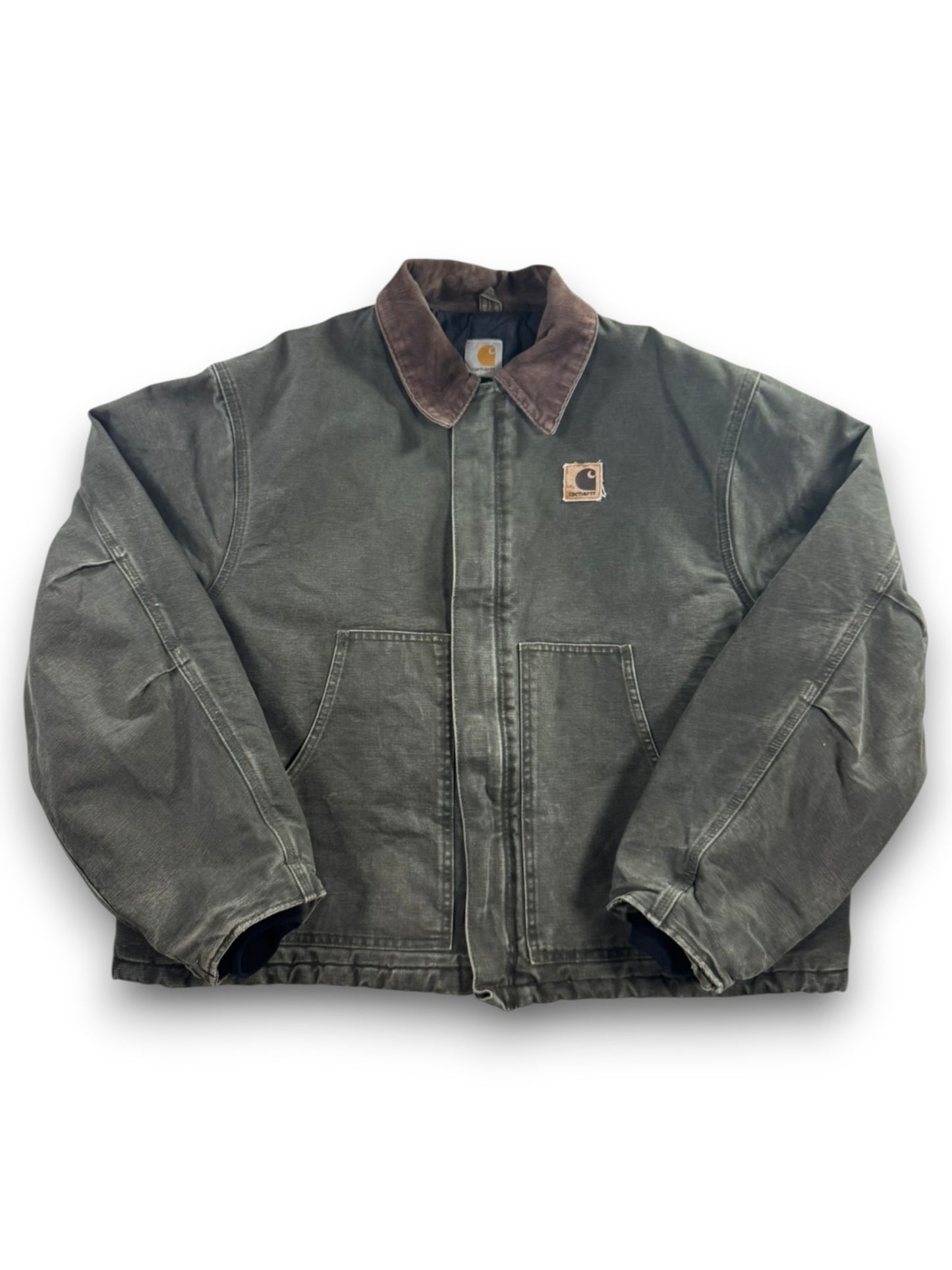 Vintage Carhartt J22 MOS Arctic Detroit Jacket Moss Green Canvas Quilted Mens XL