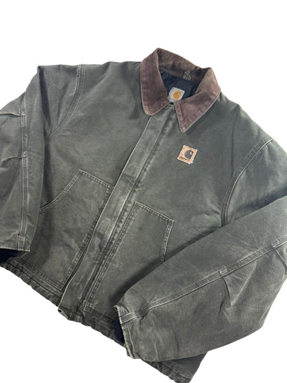 Vintage Carhartt J22 MOS Arctic Detroit Jacket Moss Green Canvas Quilted Mens XL