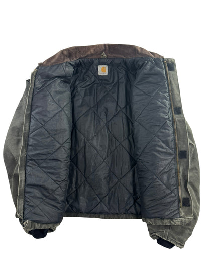 Vintage Carhartt J22 MOS Arctic Detroit Jacket Moss Green Canvas Quilted Mens XL