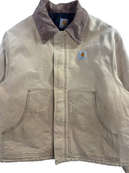 Vintage Sun Faded Carhartt J22 BRN Arctic Detroit Jacket Canvas Quilted Men's XL