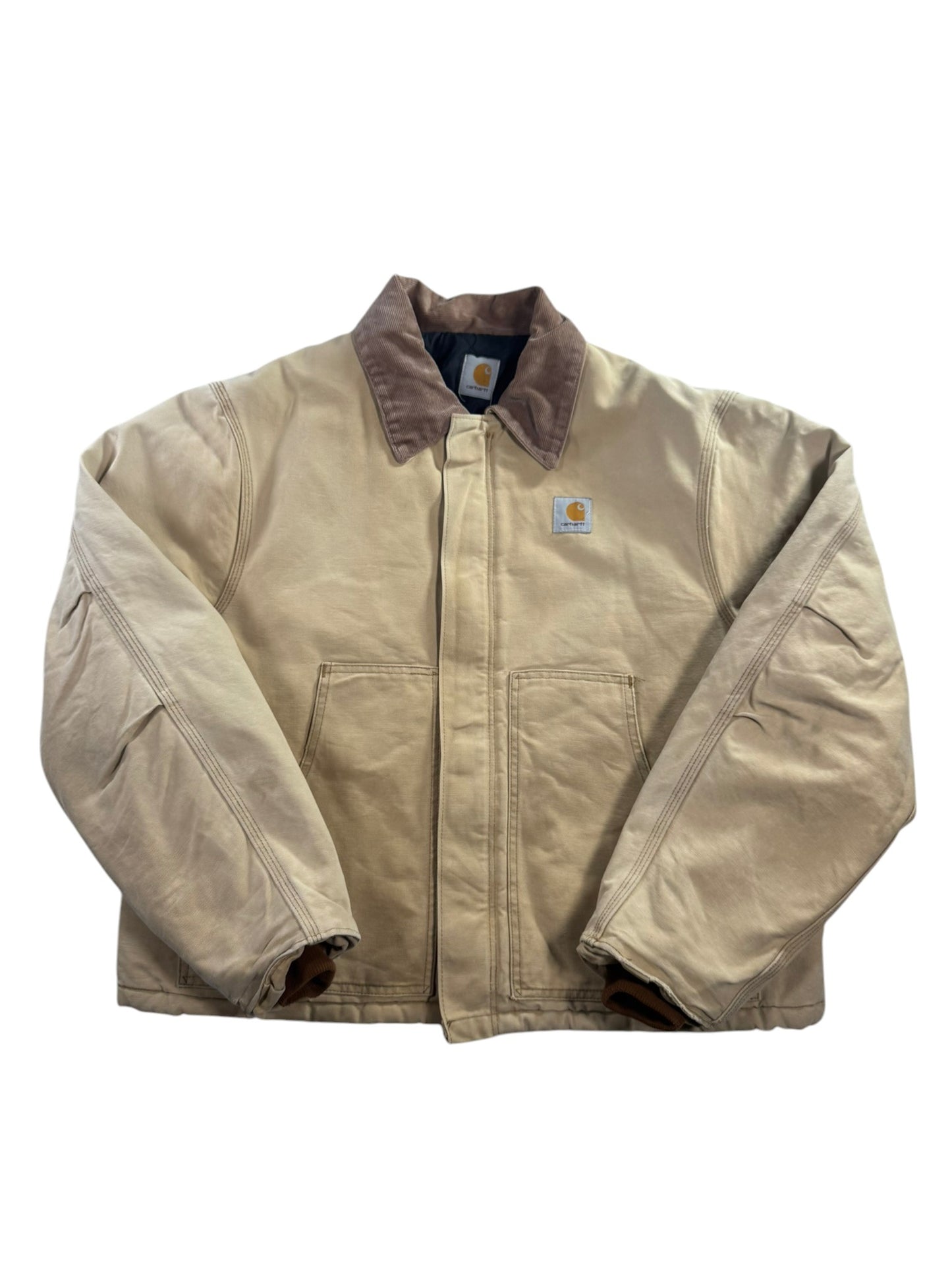 Vintage Sun Faded Carhartt J22 BRN Arctic Detroit Jacket Canvas Quilted Men's XL