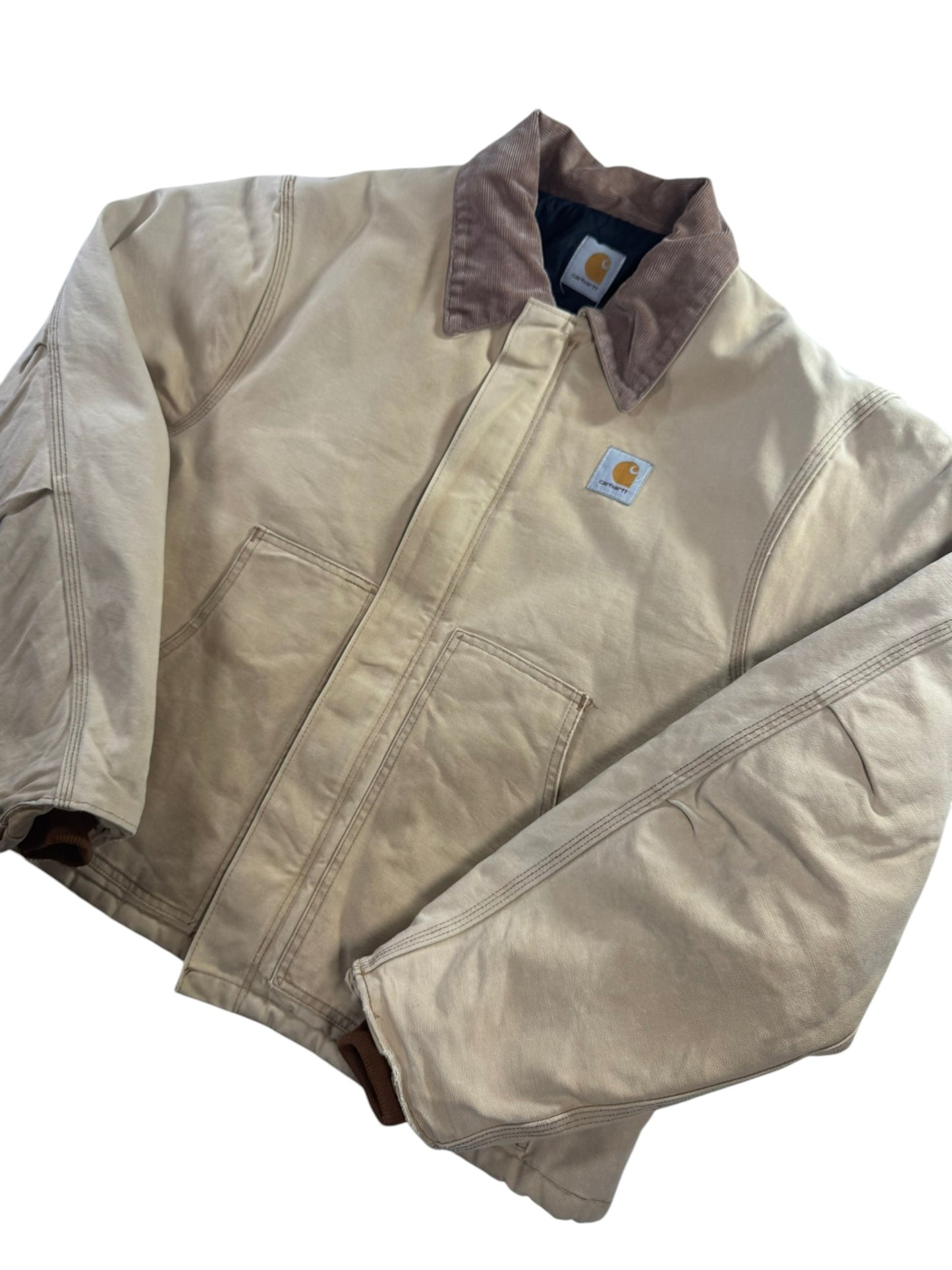 Vintage Sun Faded Carhartt J22 BRN Arctic Detroit Jacket Canvas Quilted Men's XL